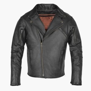 Premium beltless leather motorcycle jacket made from naked cowhide with thermal liner