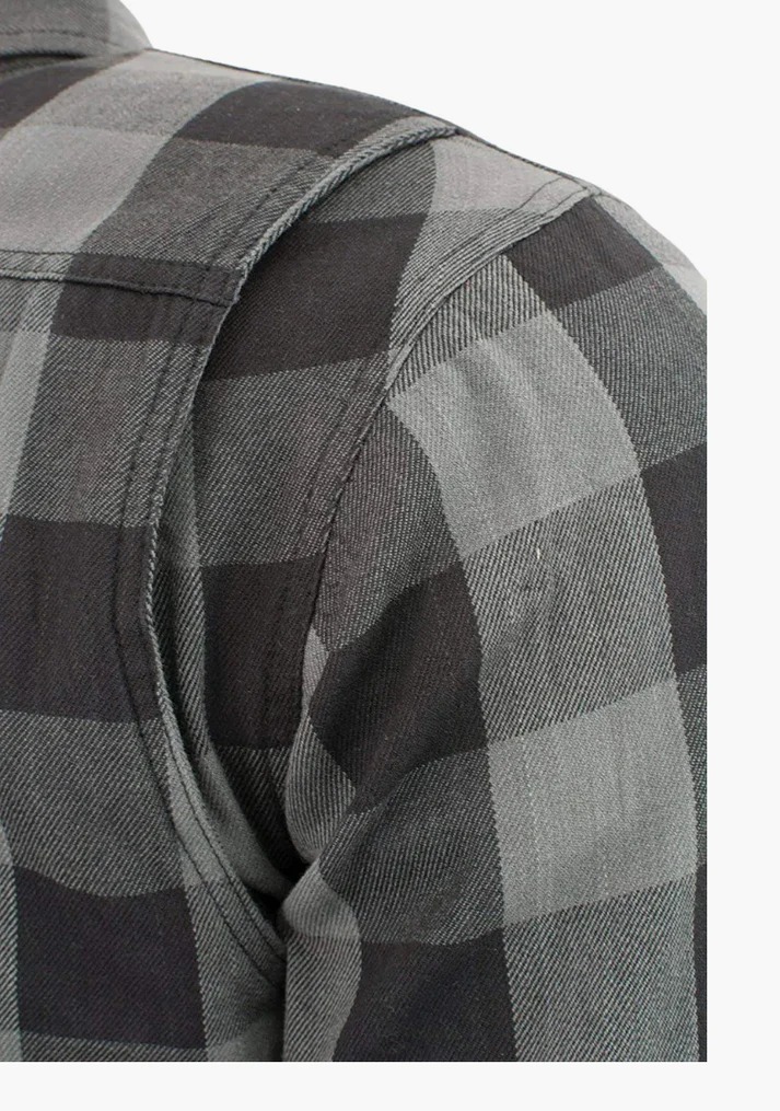 Kevlar Lined Performance Motorcycle Riding Long sleeve Flannel Shirt W/T CE Level 1 armor - Gray - Image 3