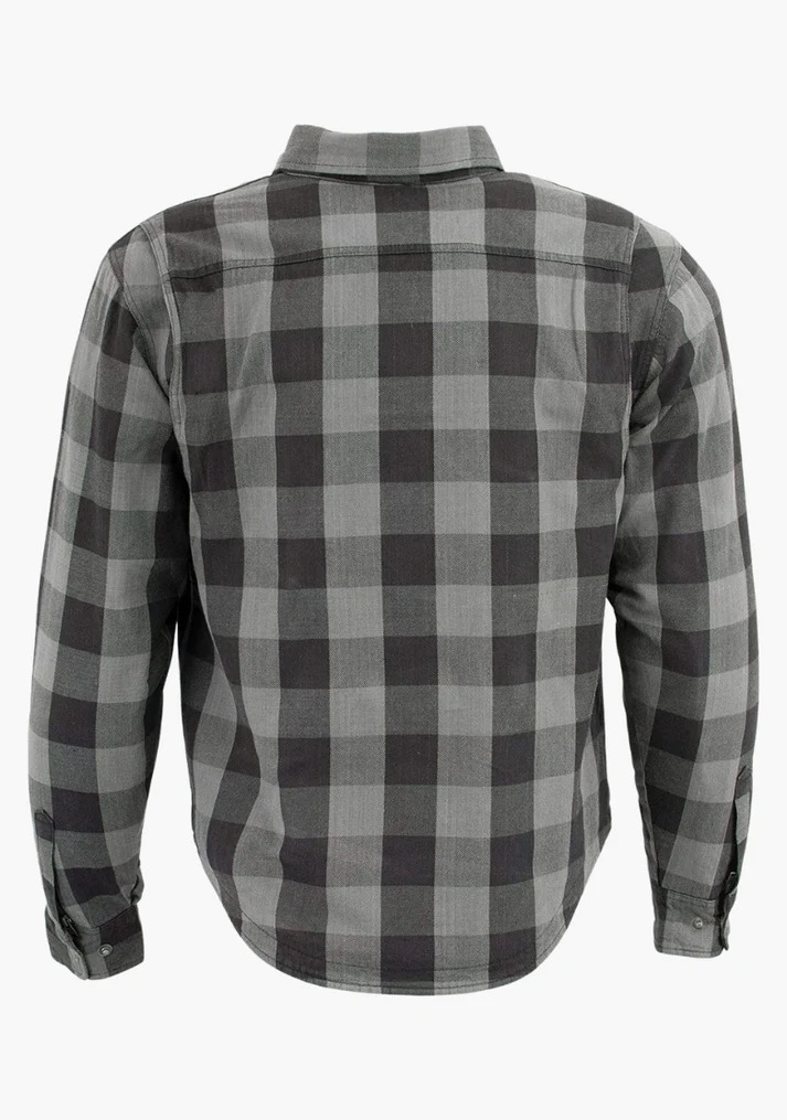Kevlar Lined Performance Motorcycle Riding Long sleeve Flannel Shirt W/T CE Level 1 armor - Gray - Image 2
