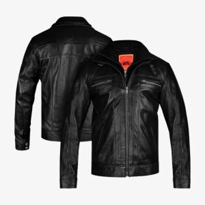 Straight Fashion Leather Motorcycle Jacket with Removable Thermal Liner