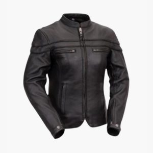 Ladies Maiden Style Leather Motorcycle Jacket with Zip-Out Liner and Ventilation System