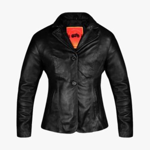Dressed Fashion Leather Jacket with Biker Collar