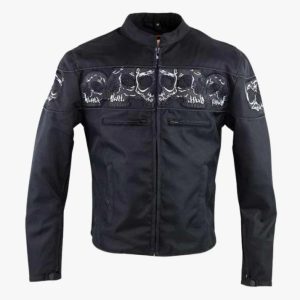 Reflective Skull Textile Motorcycle Jacket with CE Armor and Reflective Graphics