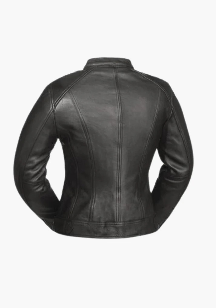 Ladies Premium Leather 3 Pocket Motorcycle Jacket with Ventilation and Thermal Liner