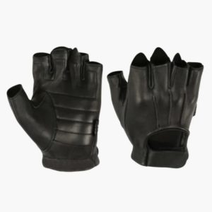 Sawed Off Fingerless Leather Motorcycle Gloves with Gel Palm Protection