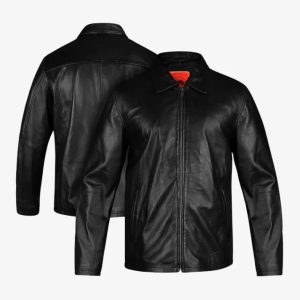 Straight Classic Fashion Leather Motorcycle Jacket with Collar