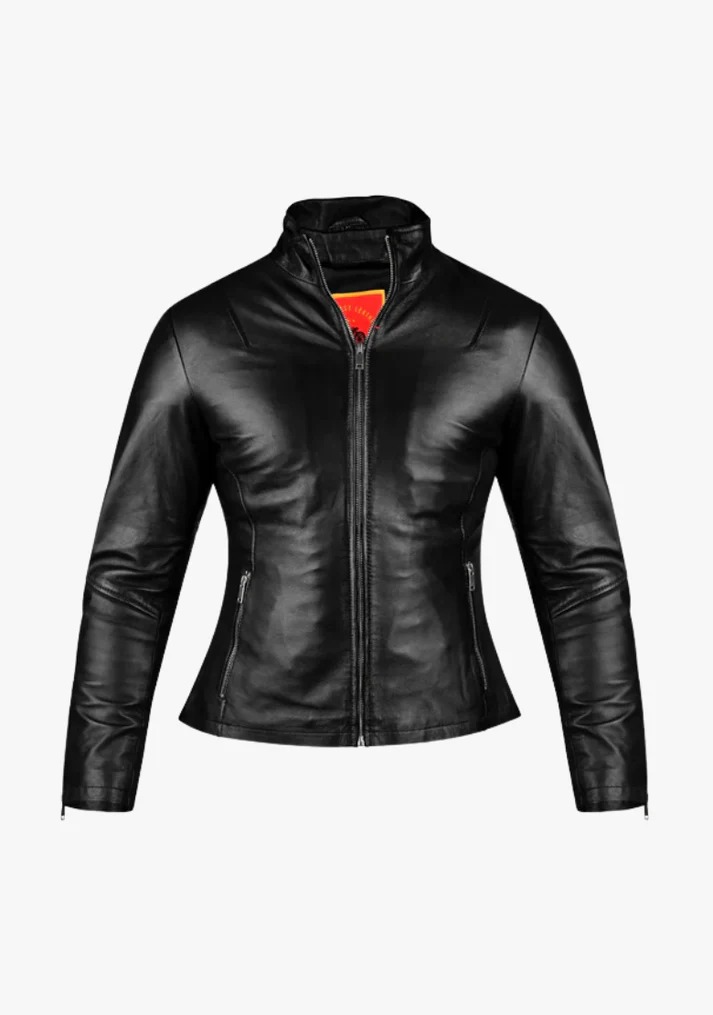 Straight Women's Fashion Leather Jacket in Premium Lamb Leather