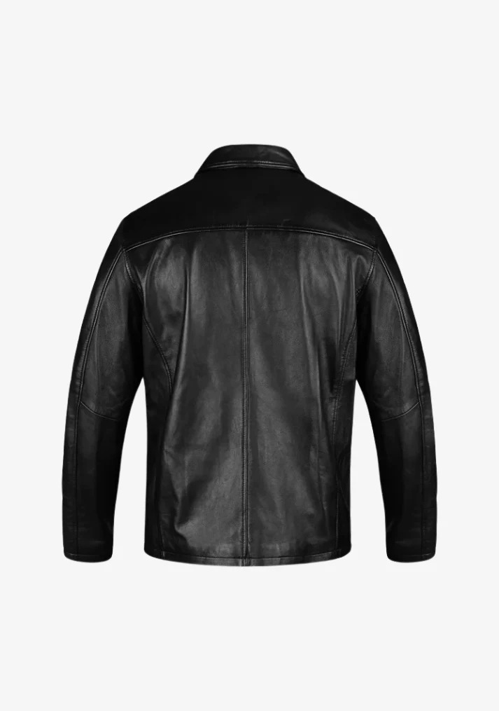 Straight Classic Fashion Leather Motorcycle Jacket with Collar