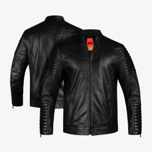 Straight Fashion Leather Motorcycle Jacket with Arm Design