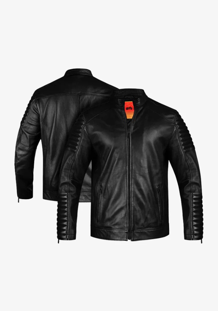 Straight Fashion Leather Motorcycle Jacket with Arm Design