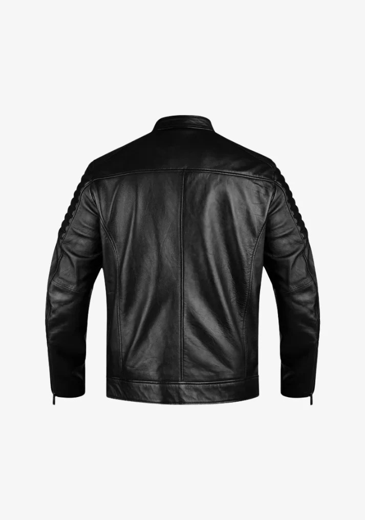 Straight Fashion Leather Motorcycle Jacket with Arm Design