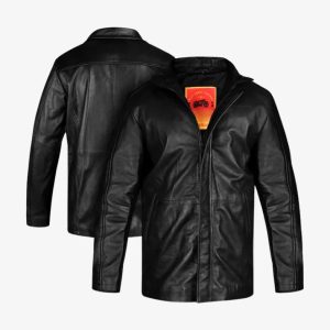 Long Coat Straight Fashion Leather Motorcycle Jacket 3/4 Length