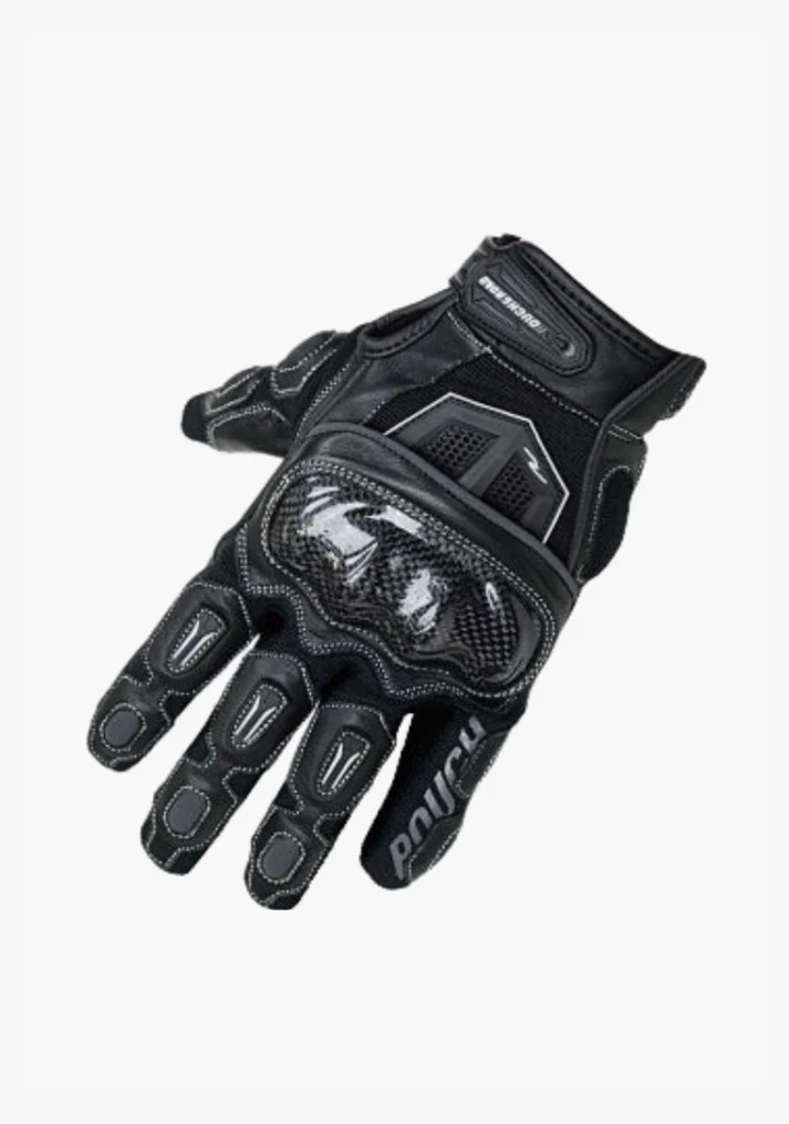 Blaster Leather Motorcycle Armoured Gloves Black with Knuckle Protection